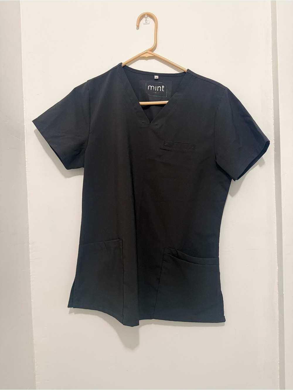 Mint Black V-Neck Medical Scrub Top